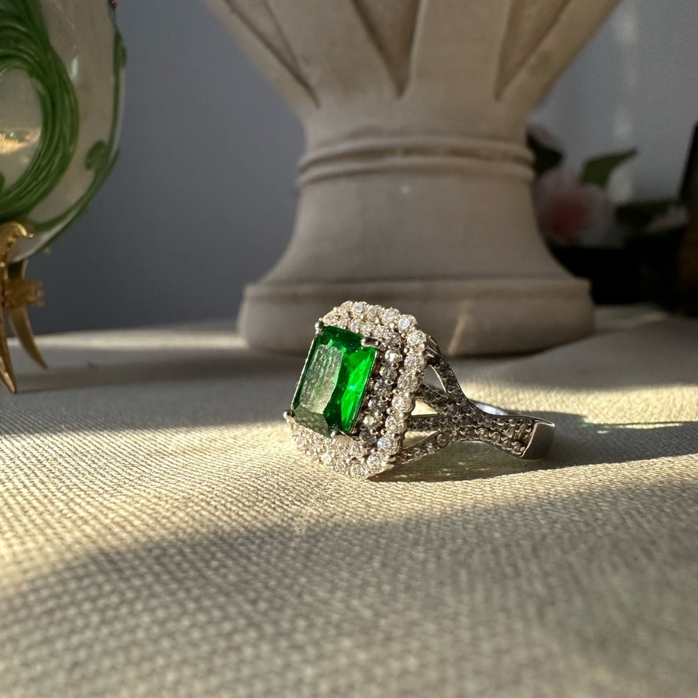 Silver Emerald Ring - image 1